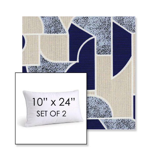 Picture of Territory Lazuli | Set of 2 | 10" X 24" Sunbrella Outdoor Throw Pillows with Premium Inserts