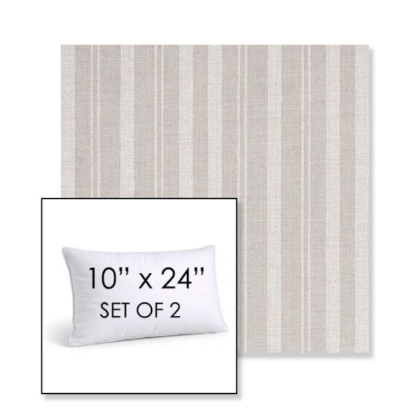 Picture of Tranquil Linen | Set of 2 | 10" X 24" Sunbrella Outdoor Throw Pillows with Premium Inserts