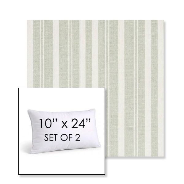 Picture of Tranquil Sage | Set of 2 | 10" X 24" Sunbrella Outdoor Throw Pillows with Premium Inserts