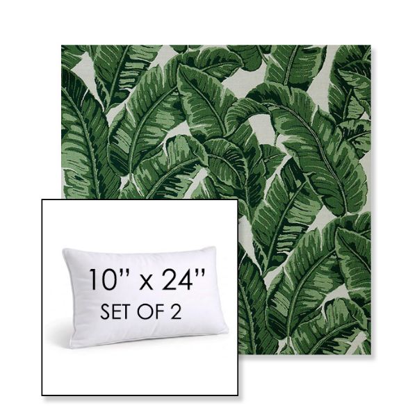 Picture of Tropics Jungle | Set of 2 | 10" X 24" Sunbrella Outdoor Throw Pillows with Premium Inserts