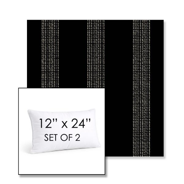 Picture of Caper Onyx | Set of 2 | 12" X 24" Sunbrella Outdoor Throw Pillows with Premium Inserts