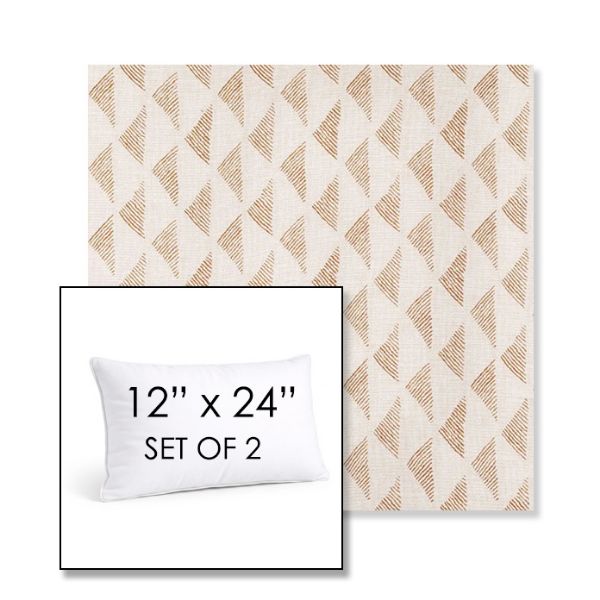 Picture of Etched Angles Cognac | Set of 2 | 12" X 24" Sunbrella Outdoor Throw Pillows with Premium Inserts