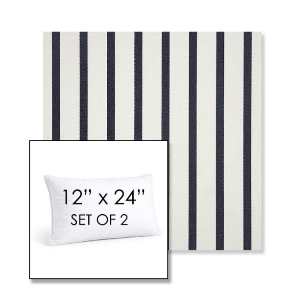 Picture of Lido Indigo | Set of 2 | 12" X 24" Sunbrella Outdoor Throw Pillows with Premium Inserts