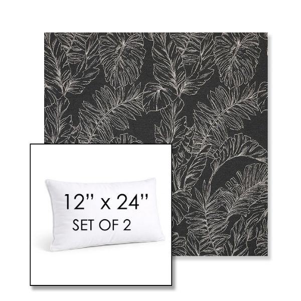 Picture of Palma Shadow | Set of 2 | 12" X 24" Sunbrella Outdoor Throw Pillows with Premium Inserts