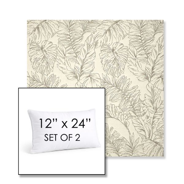 Picture of Palma Whitesand | Set of 2 | 12" X 24" Sunbrella Outdoor Throw Pillows with Premium Inserts