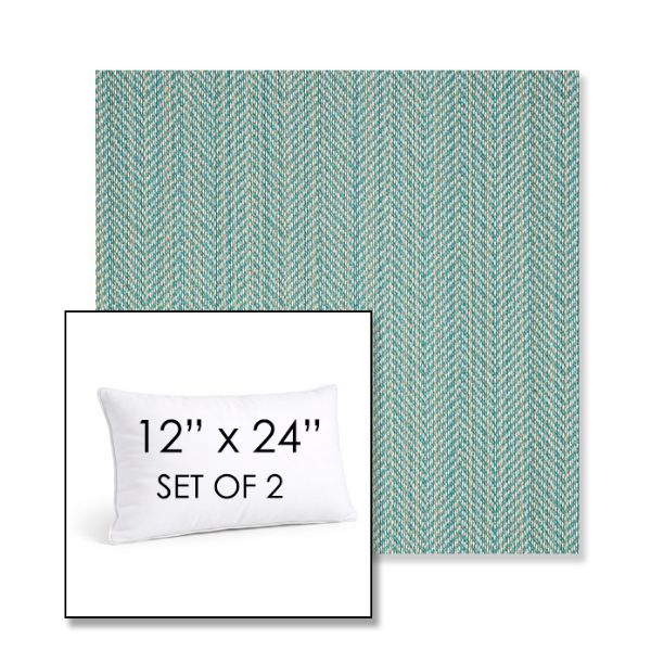 Picture of Posh Aqua | Set of 2 | 12" X 24" Sunbrella Outdoor Throw Pillows with Premium Inserts