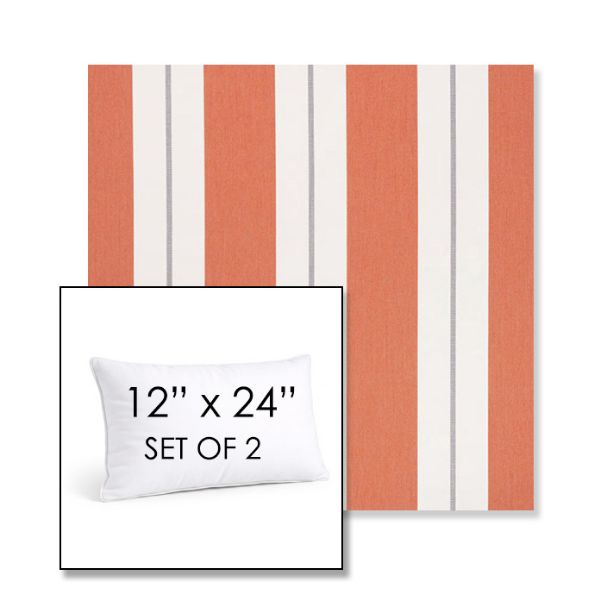 Picture of Relate Persimmon | Set of 2 | 12" X 24" Sunbrella Outdoor Throw Pillows with Premium Inserts