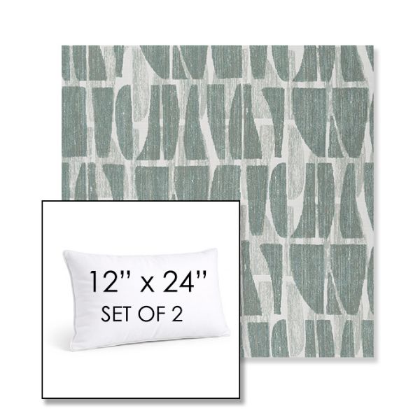 Picture of Scheme Mist | Set of 2 | 12" X 24" Sunbrella Outdoor Throw Pillows with Premium Inserts