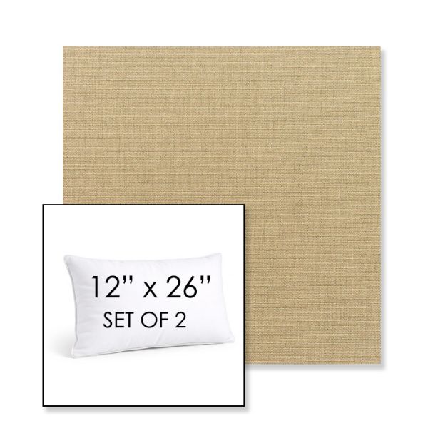 Picture of Canvas Heather Beige | Set of 2 | 12" X 26" Sunbrella Outdoor Throw Pillows with Premium Inserts