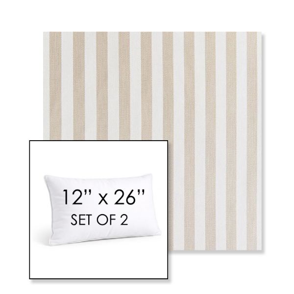 Picture of Costa Driftwood | Set of 2 | 12" X 26" Sunbrella Outdoor Throw Pillows with Premium Inserts