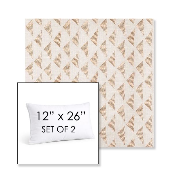 Picture of Etched Angles Cognac | Set of 2 | 12" X 26" Sunbrella Outdoor Throw Pillows with Premium Inserts