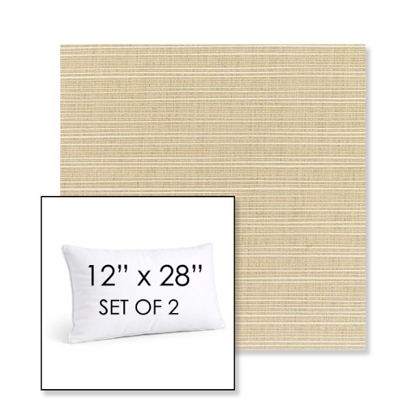 Picture of Dupione Sand | Set of 2 | 12" X 28" Sunbrella Outdoor Throw Pillows with Premium Inserts