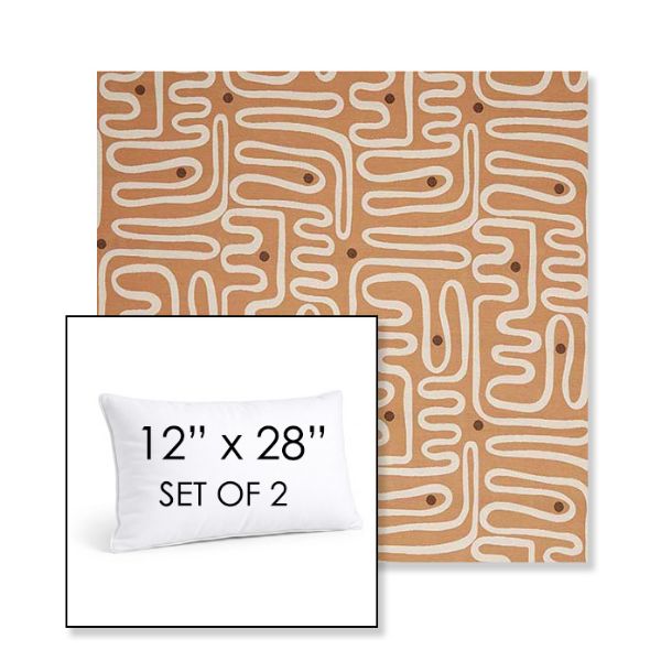 Picture of Nema Peachwood | Set of 2 | 12" X 28" Sunbrella Outdoor Throw Pillows with Premium Inserts