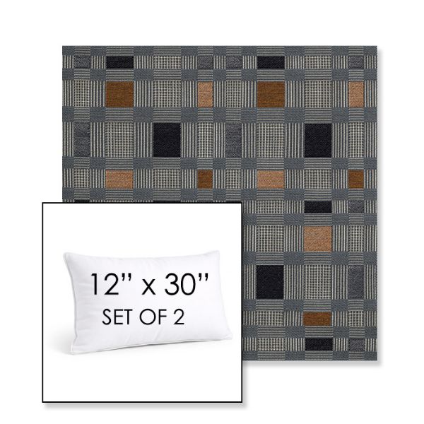 Picture of Rubix Vintage Denim | Set of 2 | 12" X 30" Sunbrella Outdoor Throw Pillows with Premium Inserts