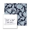 Picture of Floral Song Navy | Set of 2 | 14" X 26" Sunbrella Outdoor Throw Pillows with Premium Inserts