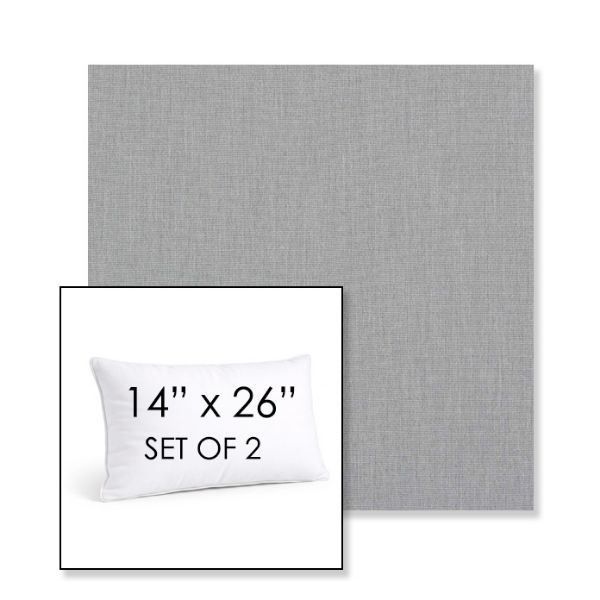 Picture of Natte Grey Chine | Set of 2 | 14" X 26" Sunbrella Outdoor Throw Pillows with Premium Inserts
