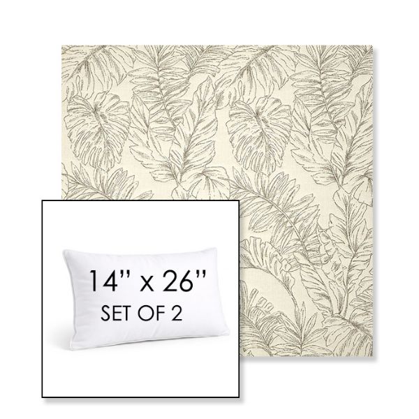 Picture of Palma Whitesand | Set of 2 | 14" X 26" Sunbrella Outdoor Throw Pillows with Premium Inserts