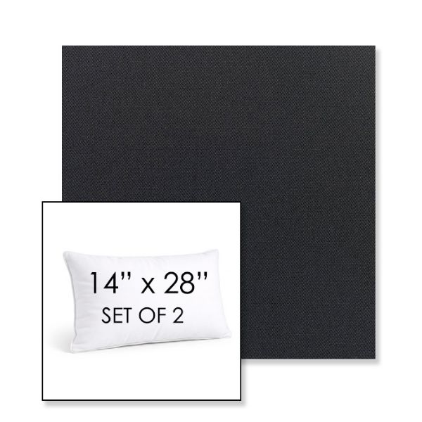 Picture of Canvas Raven Black | Set of 2 | 14" X 28" Sunbrella Outdoor Throw Pillows with Premium Inserts