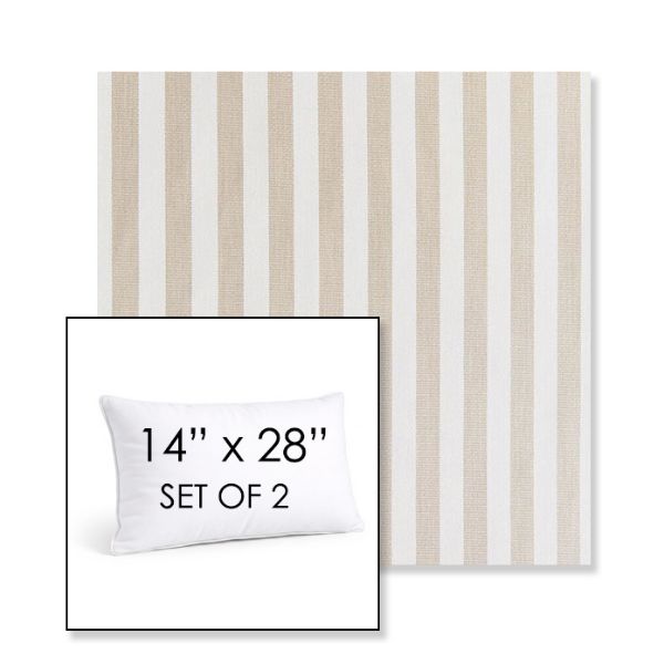 Picture of Costa Driftwood | Set of 2 | 14" X 28" Sunbrella Outdoor Throw Pillows with Premium Inserts
