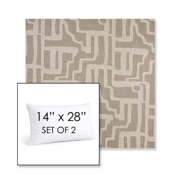 Picture of Escher Greige | Set of 2 | 14" X 28" Sunbrella Outdoor Throw Pillows with Premium Inserts