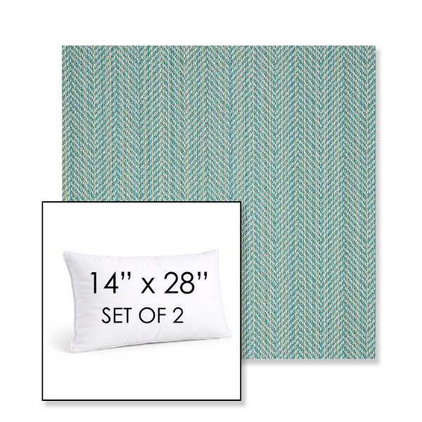 Picture of Posh Aqua | Set of 2 | 14" X 28" Sunbrella Outdoor Throw Pillows with Premium Inserts