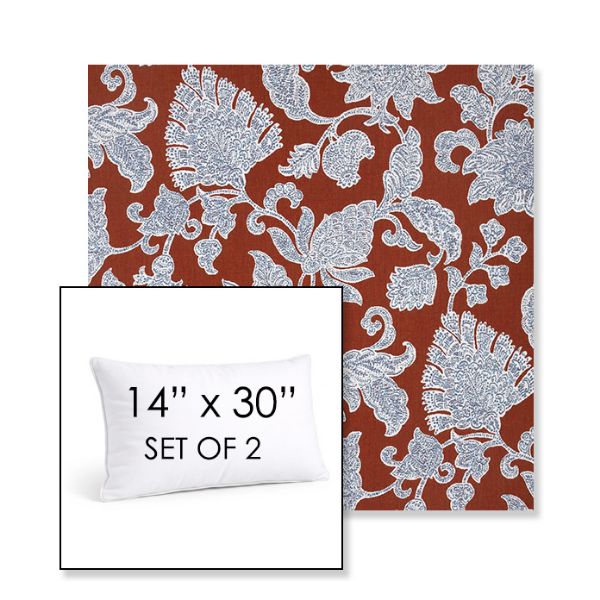 Picture of Floral Song Cinnabar | Set of 2 | 14" X 30" Sunbrella Outdoor Throw Pillows with Premium Inserts