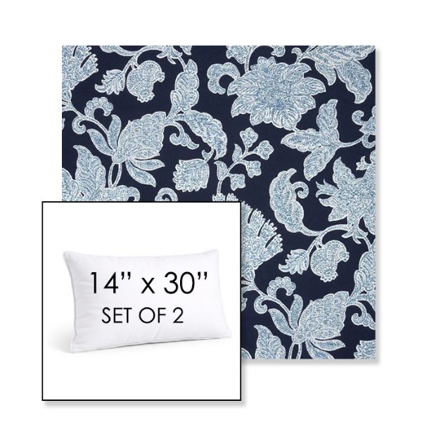 Picture of Floral Song Navy | Set of 2 | 14" X 30" Sunbrella Outdoor Throw Pillows with Premium Inserts