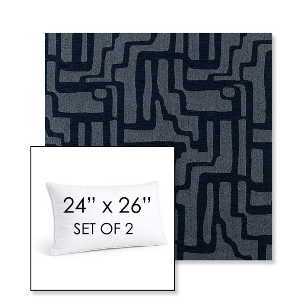 Picture of Escher Indigo | Set of 2 | 24" X 26" Sunbrella Outdoor Throw Pillows with Premium Inserts