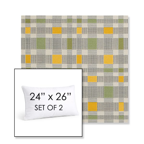 Picture of Rubix Lemon Lime | Set of 2 | 24" X 26" Sunbrella Outdoor Throw Pillows with Premium Inserts