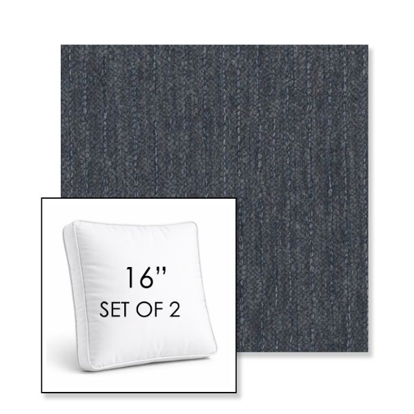 Picture of Abundant Denim | Set of 2 | 16" Sunbrella Boxed Square Outdoor Throw Pillows with Premium Inserts