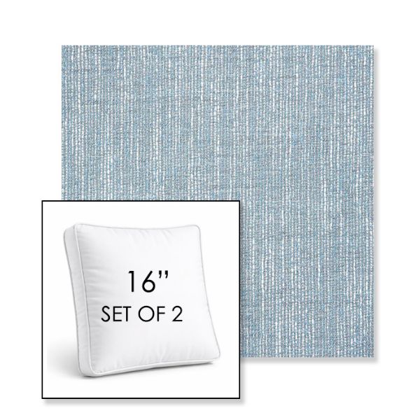 Picture of Adena Celeste | Set of 2 | 16" Sunbrella Boxed Square Outdoor Throw Pillows with Premium Inserts