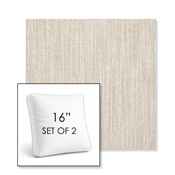 Picture of Adena Sand | Set of 2 | 16" Sunbrella Boxed Square Outdoor Throw Pillows with Premium Inserts