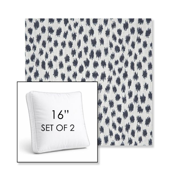 Picture of Agra Indigo | Set of 2 | 16" Sunbrella Boxed Square Outdoor Throw Pillows with Premium Inserts