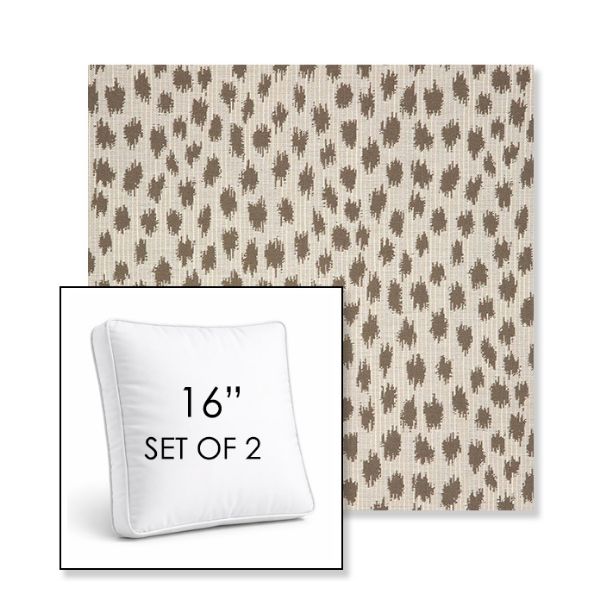 Picture of Agra Pebble | Set of 2 | 16" Sunbrella Boxed Square Outdoor Throw Pillows with Premium Inserts