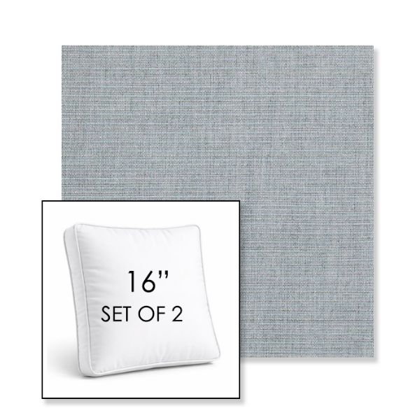 Picture of Ambrose Chambray | Set of 2 | 16" Sunbrella Boxed Square Outdoor Throw Pillows with Premium Inserts