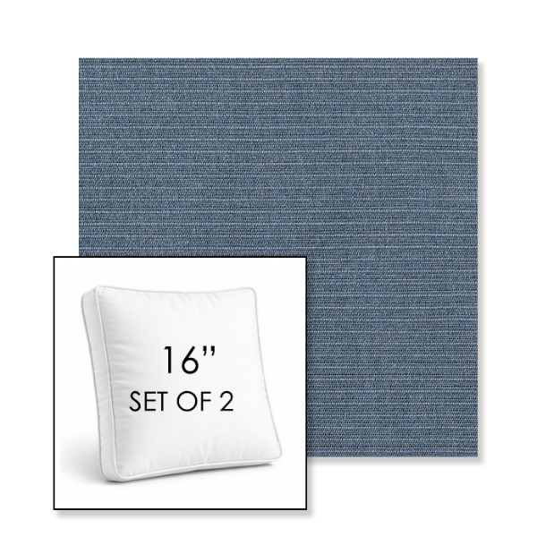 Picture of Ambrose Denim | Set of 2 | 16" Sunbrella Boxed Square Outdoor Throw Pillows with Premium Inserts