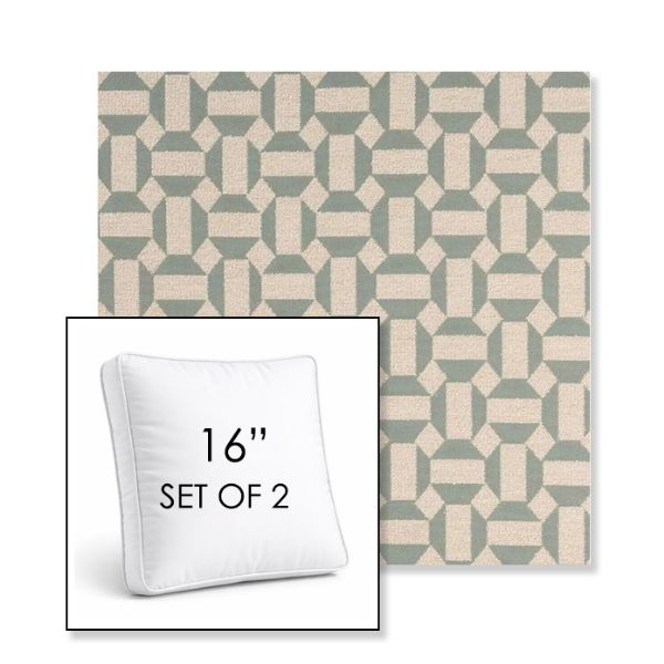 Picture of Assemble Mist | Set of 2 | 16" Sunbrella Boxed Square Outdoor Throw Pillows with Premium Inserts