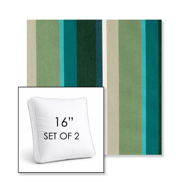 Picture of Beaming Lagoon | Set of 2 | 16" Sunbrella Boxed Square Outdoor Throw Pillows with Premium Inserts