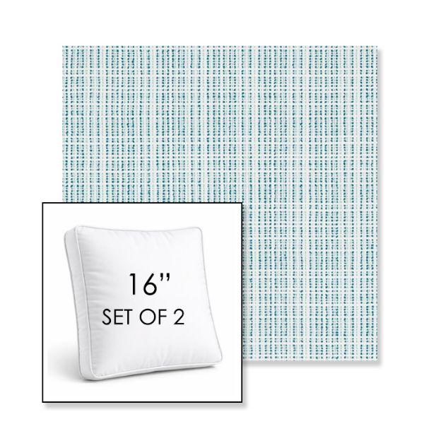 Picture of Benson Lagoon | Set of 2 | 16" Sunbrella Boxed Square Outdoor Throw Pillows with Premium Inserts