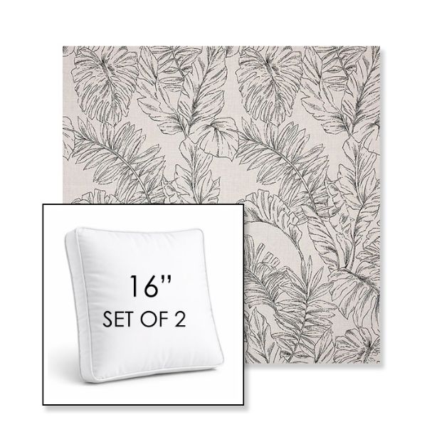 Picture of Calm Graphite | Set of 2 | 16" Sunbrella Boxed Square Outdoor Throw Pillows with Premium Inserts