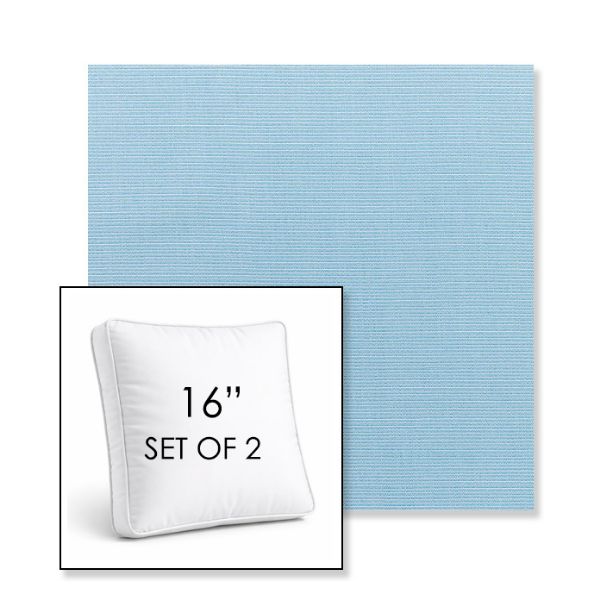 Picture of Canvas Air Blue | Set of 2 | 16" Sunbrella Boxed Square Outdoor Throw Pillows with Premium Inserts