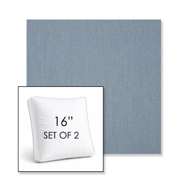 Picture of Canvas Haze | Set of 2 | 16" Sunbrella Boxed Square Outdoor Throw Pillows with Premium Inserts