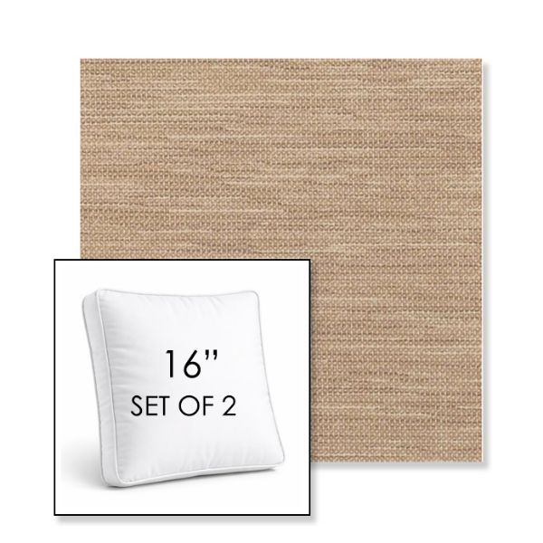 Picture of Charmer Limestone | Set of 2 | 16" Sunbrella Boxed Square Outdoor Throw Pillows with Premium Inserts