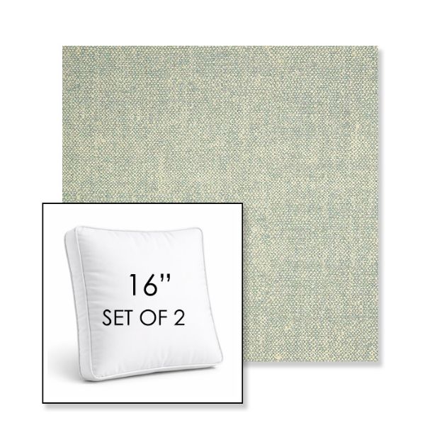 Picture of Chartres Mist | Set of 2 | 16" Sunbrella Boxed Square Outdoor Throw Pillows with Premium Inserts
