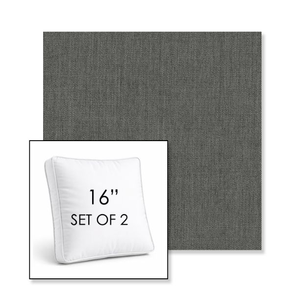 Picture of Cliff Slate | Set of 2 | 16" Sunbrella Boxed Square Outdoor Throw Pillows with Premium Inserts