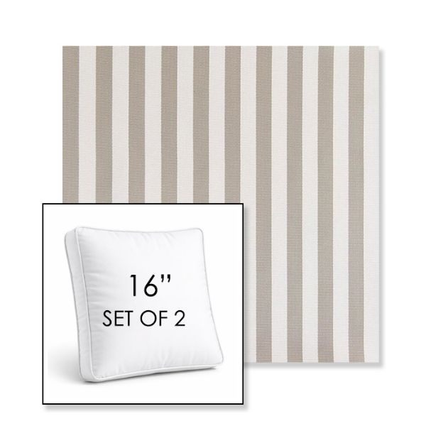 Picture of Costa Nickel | Set of 2 | 16" Sunbrella Boxed Square Outdoor Throw Pillows with Premium Inserts