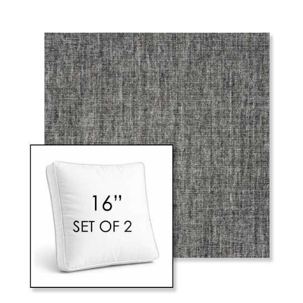 Picture of Crush Pewter | Set of 2 | 16" Sunbrella Boxed Square Outdoor Throw Pillows with Premium Inserts
