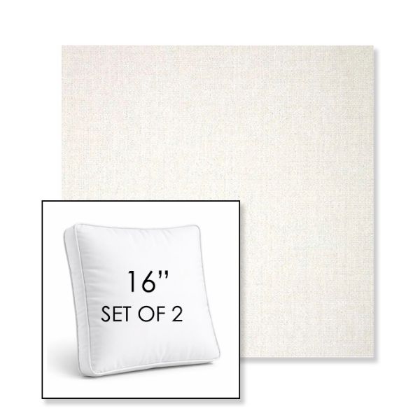 Picture of Crush Snow | Set of 2 | 16" Sunbrella Boxed Square Outdoor Throw Pillows with Premium Inserts