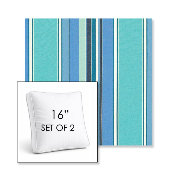 Picture of Dolce Oasis | Set of 2 | 16" Sunbrella Boxed Square Outdoor Throw Pillows with Premium Inserts