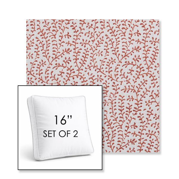 Picture of Eberly Clay | Set of 2 | 16" Sunbrella Boxed Square Outdoor Throw Pillows with Premium Inserts
